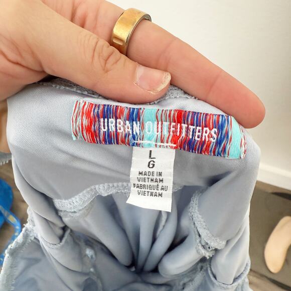 [Urban Outfitters] Blue Floral Embroidered 90s Babydoll Mini Dress Size Large L - Picture 9 of 12